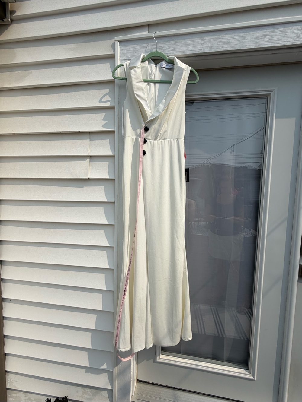 Sleeveless Cream Button-Front Jumpsuit with Collar